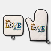 サッカーのママ・ヒョウの試合の愛のために 鍋つかみ&鍋敷きセット (正面)