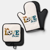 サッカーのママ・ヒョウの試合の愛のために 鍋つかみ&鍋敷きセット (正面/裏面)