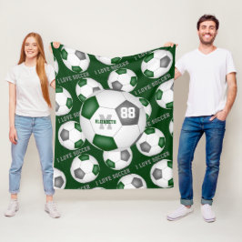 サッカーのマントラグリーングレー大好きな女の子 フリースブランケット