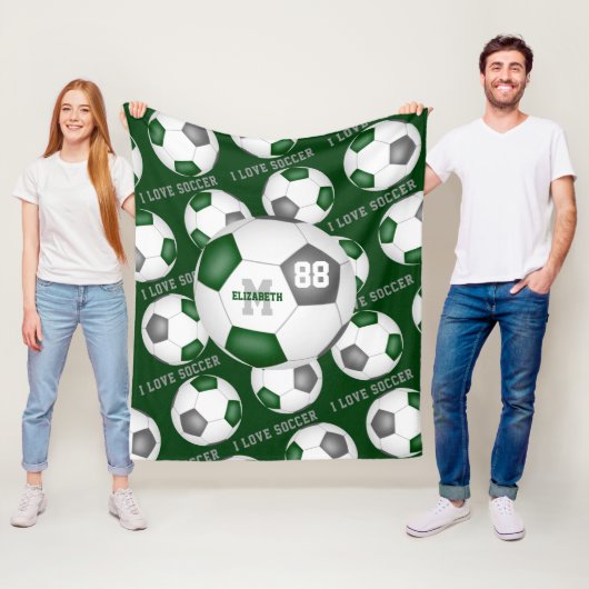 サッカーのマントラグリーングレー大好きな女の子 フリースブランケット (インサイチュ)