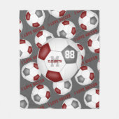 サッカーのマントラマートーングレー大好き女の子 フリースブランケット (正面)