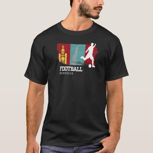 サッカーのモンゴル国旗サッカーチームのサッカー選手 Tシャツ (正面)