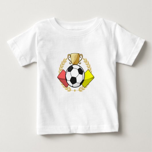 サッカーのレッド＆イエローカードトロフィー ベビーTシャツ (正面)