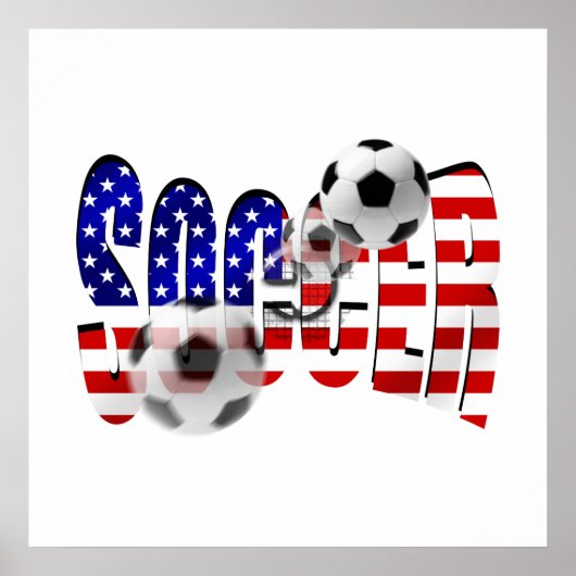 サッカーのロゴシュート国旗の米国ゴールギア ポスター (正面)