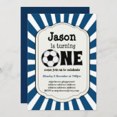 サッカーのワンボール招待状を回す少年 招待状 (正面/裏面)