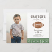 サッカーの一年中下り1歳の誕生日の写真 招待状 (正面)