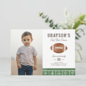 サッカーの一年中下り1歳の誕生日の写真 招待状 (スタンド正面)