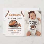 サッカーの一年中下り1歳の誕生日の写真 招待状 (正面)