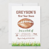 サッカーの一年中下り1歳の誕生日パーティー 招待状 (正面)