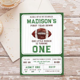 サッカーの一年中下り1歳の誕生日パーティー 招待状