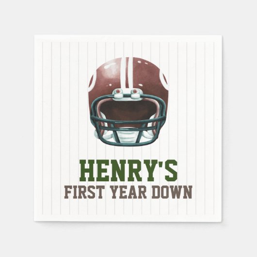 サッカーの一年中下り1歳の誕生日 スタンダードカクテルナプキン (正面)