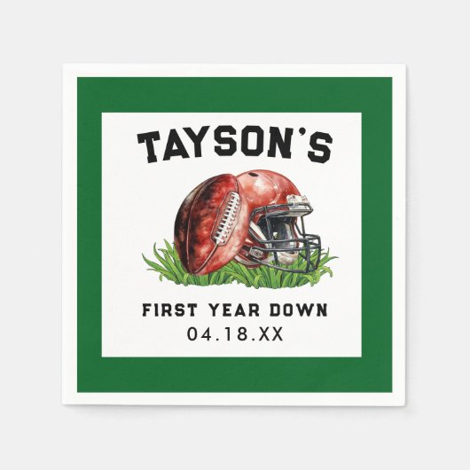 サッカーの一年目が終わる1歳の誕生日 スタンダードカクテルナプキン (正面)