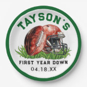 サッカーの一年目が終わる1歳の誕生日 ペーパープレート (正面)