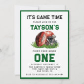サッカーの一年目が終わる1歳の誕生日 招待状 (正面)