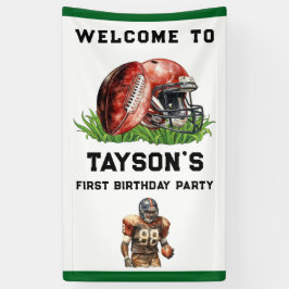 サッカーの一年目が終わる1歳の誕生日 横断幕