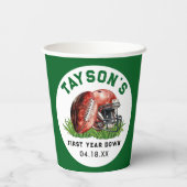 サッカーの一年目が終わる1歳の誕生日 紙コップ (裏面)