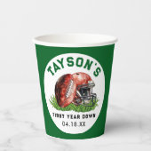 サッカーの一年目が終わる1歳の誕生日 紙コップ (正面)