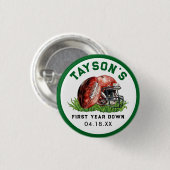 サッカーの一年目が終わる1歳の誕生日 缶バッジ (正面&裏面)