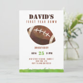 サッカーの一年目を切る誕生日の男の子 招待状 (スタンド正面)