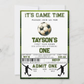 サッカーの一歳目切り1歳の誕生日 招待状 (正面)