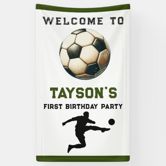 サッカーの一歳目切り1歳の誕生日 横断幕 (縦)