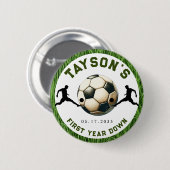 サッカーの一歳目切り1歳の誕生日 缶バッジ (正面&裏面)