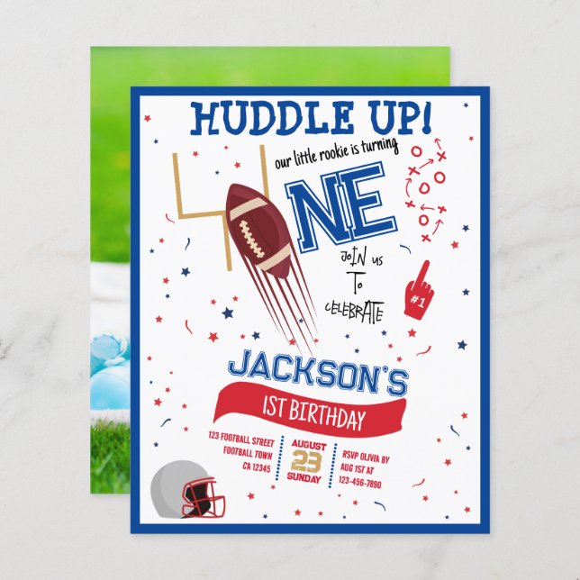 サッカーの予算を整理する写真1st誕生日 (正面/裏面)