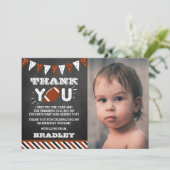 サッカーの任意の年齢誕生日写真 サンキューカード (スタンド正面)