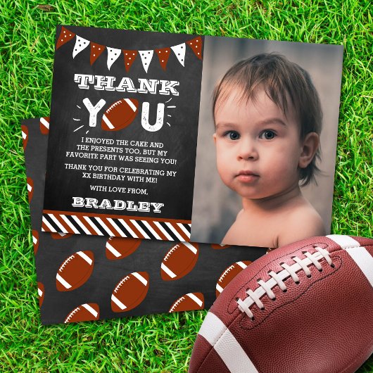 サッカーの任意の年齢誕生日写真 サンキューカード