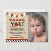 サッカーの任意の年齢誕生日写真 サンキューカード (正面)