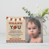 サッカーの任意の年齢誕生日写真 サンキューカード (スタンド正面)