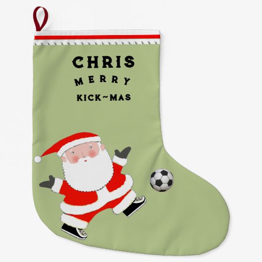 サッカーの休日のギフト ラージクリスマスストッキング (正面)