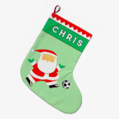 サッカーの休日のギフト ラージクリスマスストッキング (正面 (吊り時))