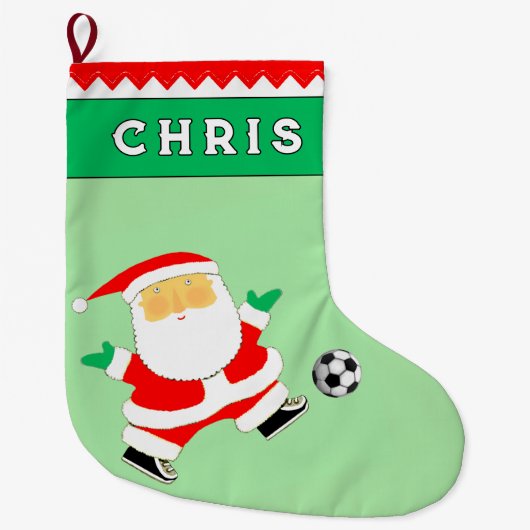 サッカーの休日のギフト ラージクリスマスストッキング (正面)