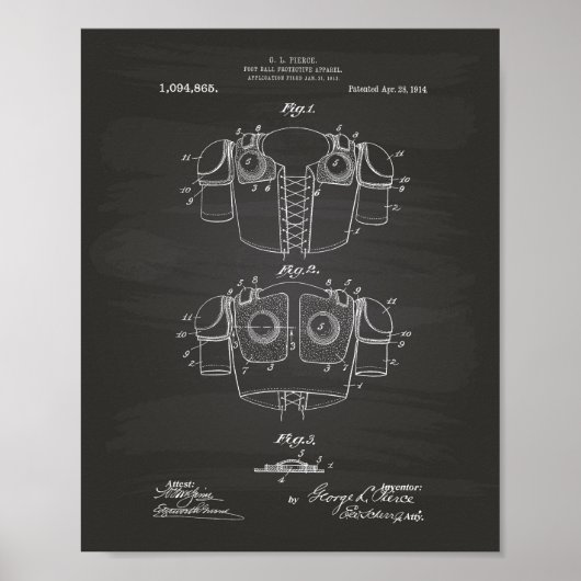 サッカーの保護1914特許技術Chalkboard ポスター (正面)