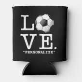 サッカーの光沢のあるサッカーボールが大好き 缶クーラー (正面)