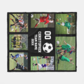 サッカーの写真コラージュのチーム名ポスター フリースブランケット (正面(横))