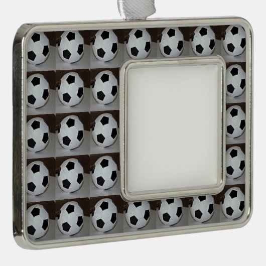 サッカーの写真 シルバープレートフレームオーナメント (右)