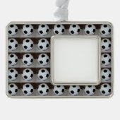 サッカーの写真 シルバープレートフレームオーナメント (正面)