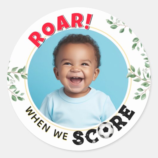 サッカーの写真 ラウンドシール (正面)