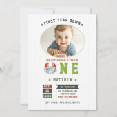 サッカーの初年秋男子1歳の誕生日 招待状 (正面)