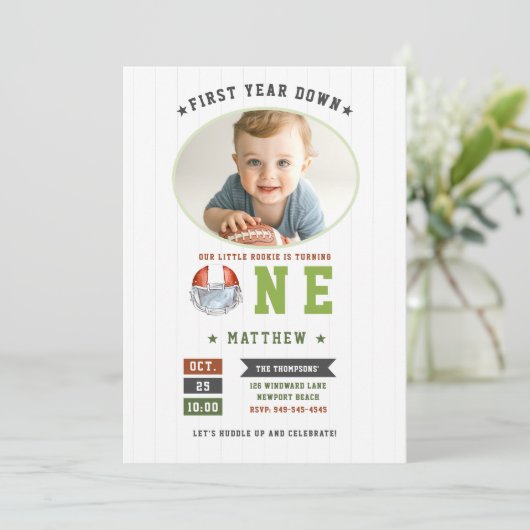 サッカーの初年秋男子1歳の誕生日 招待状 (スタンド正面)