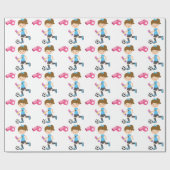 サッカーの包装紙を遊んでいる女の子 ラッピングペーパー (フラット)