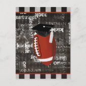 サッカーの卒業式キャップ、サッカーの単語を着用 案内ポストカード (正面)