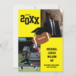 サッカーの卒業式スポーツイエロー発表 招待状