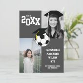 サッカーの卒業式スポーツグレー発表 招待状 (スタンド正面)