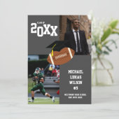 サッカーの卒業式スポーツグレー発表 招待状 (スタンド正面)