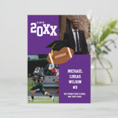 サッカーの卒業式スポーツパープル発表 招待状 (スタンド正面)