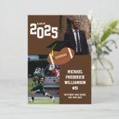 サッカーの卒業式スポーツブラウン発表 招待状 (スタンド正面)