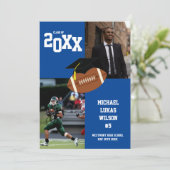 サッカーの卒業式スポーツブルー発表 招待状 (スタンド正面)